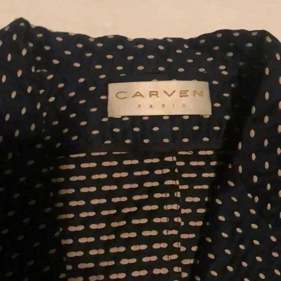 Vintage Carven classic stylish long sleeve polka dot navy 3 button blazer 44 - Picture 3 of 4
